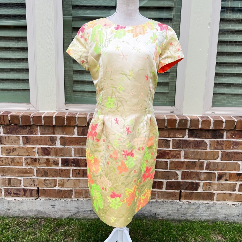 Sara Campbell Floral Dress - Cream, Pink, Green